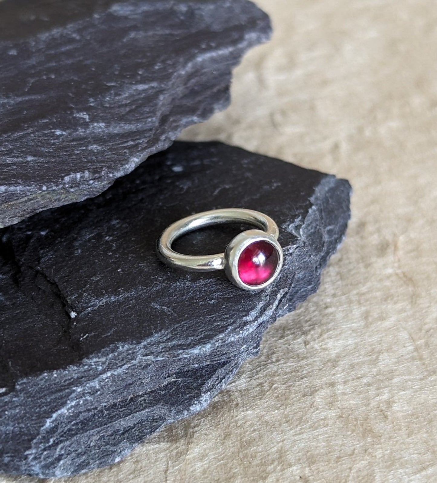 Garnet Sterling Silver Belly Ring