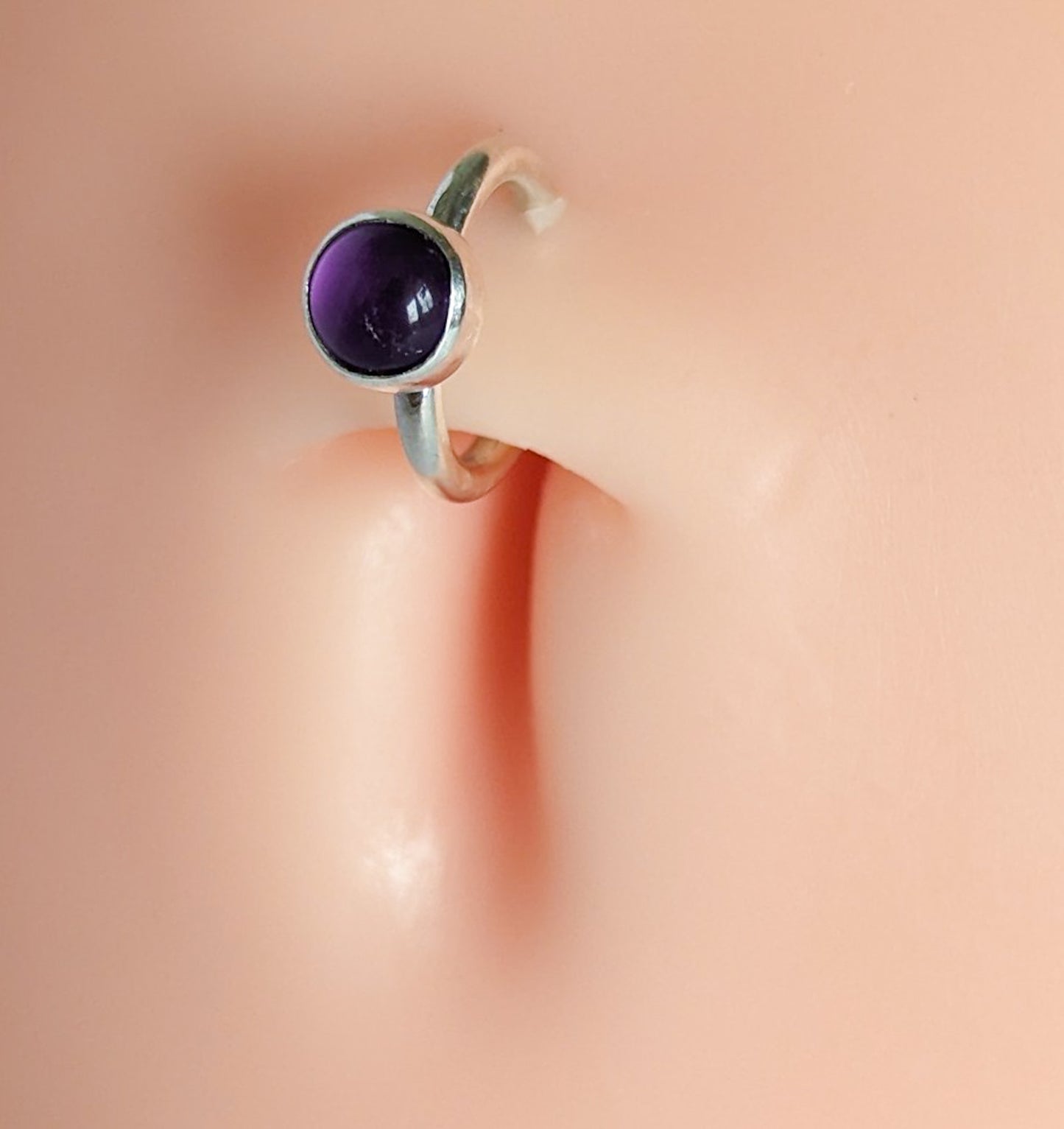 Amethyst Sterling Silver Belly Ring