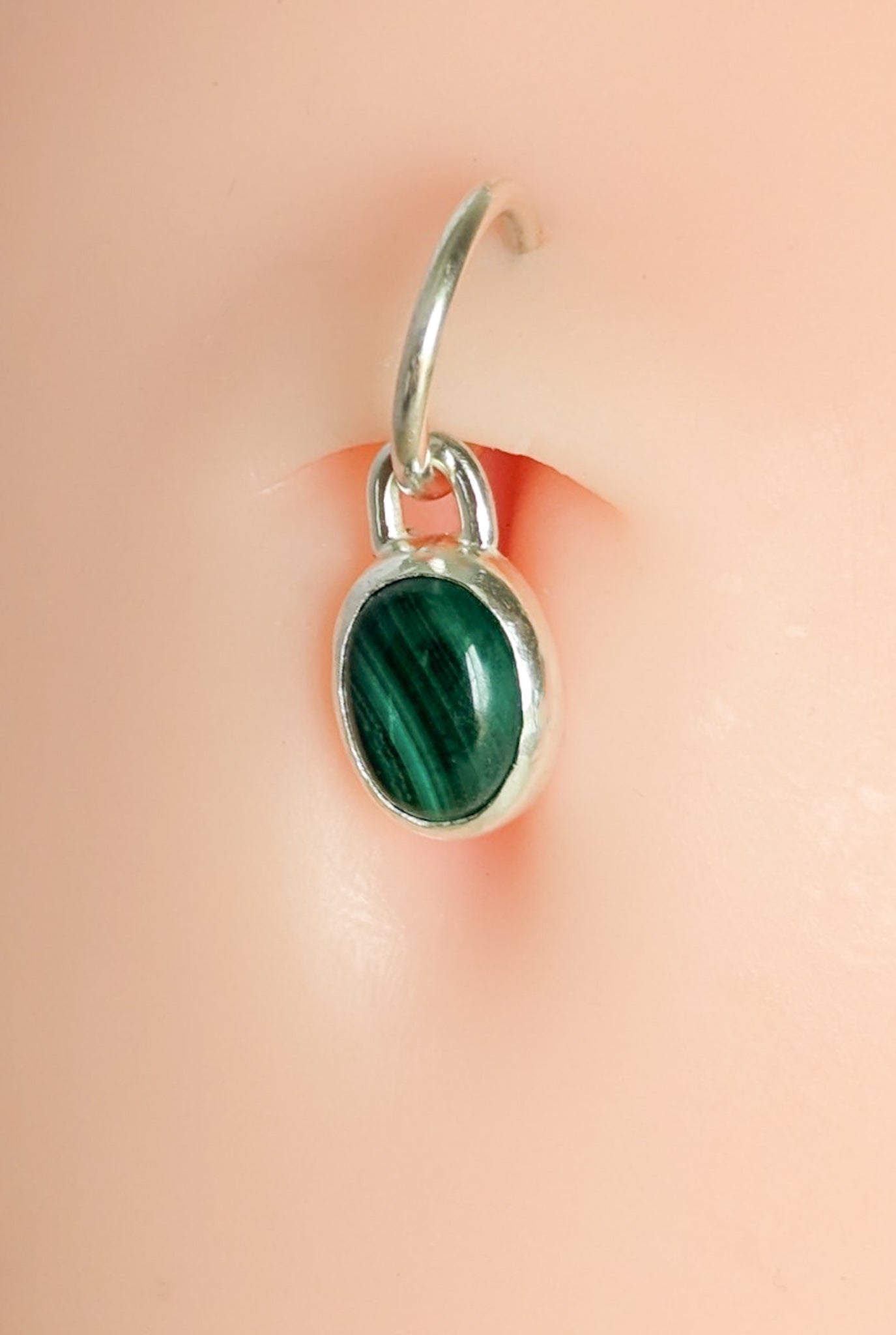 Green Malachite Sterling Silver Belly Ring