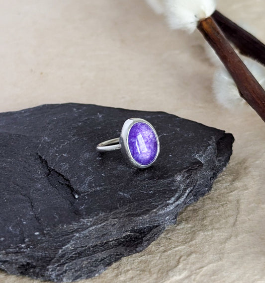 Purple Jade Sterling Silver Cartilage Earring