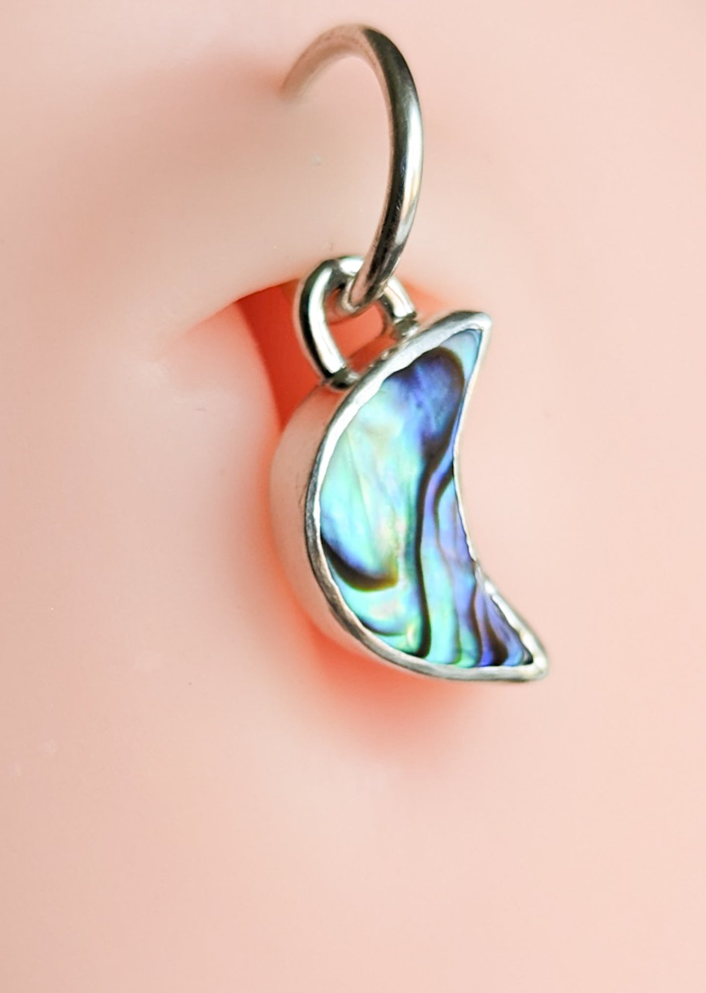 Moon Abalone Shell Sterling Silver Belly Ring