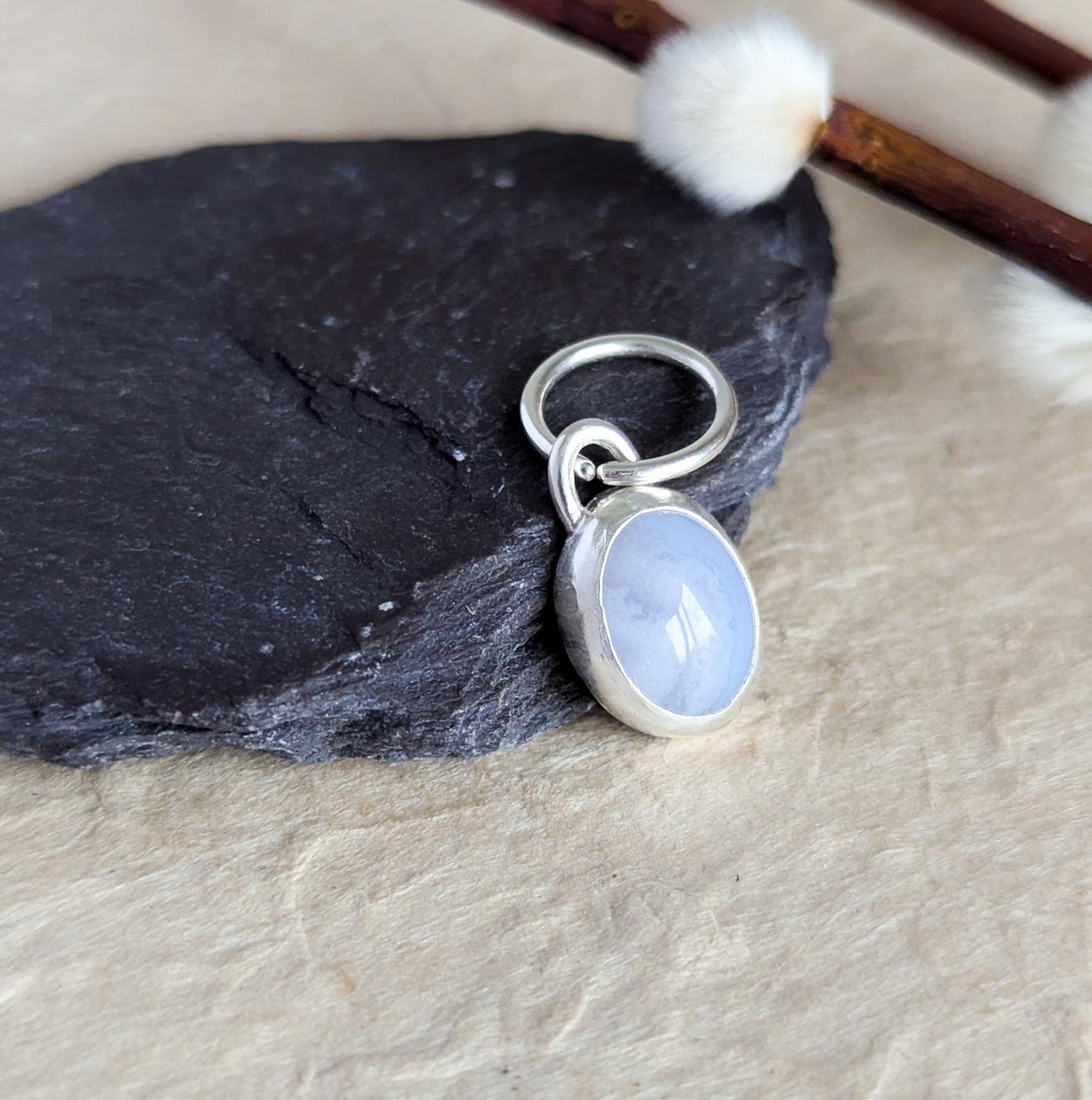 Blue Lace Agate Sterling Silver Belly Ring