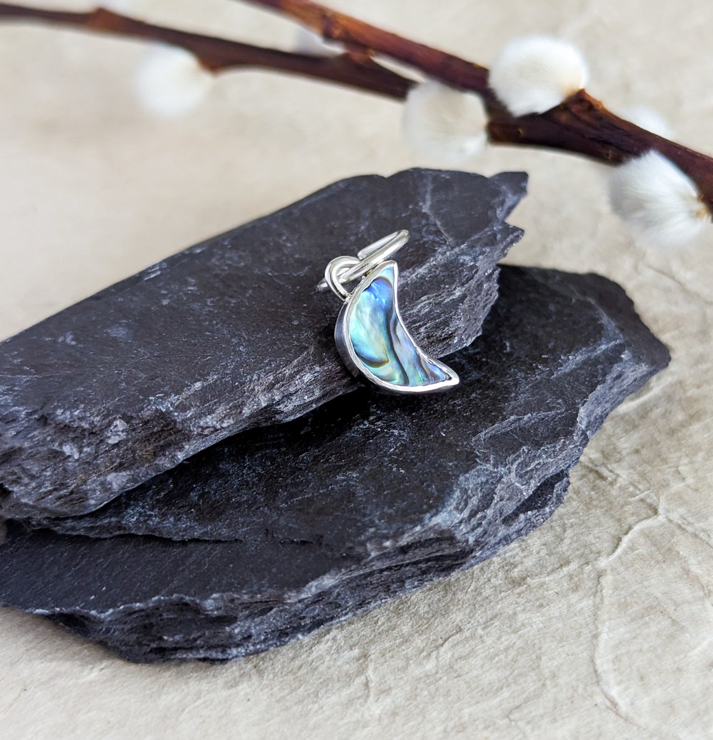 Moon Abalone Shell Sterling Silver Belly Ring