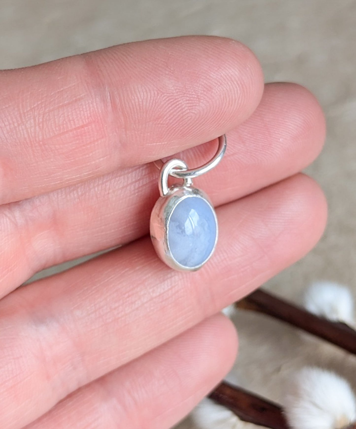 Blue Lace Agate Sterling Silver Belly Ring