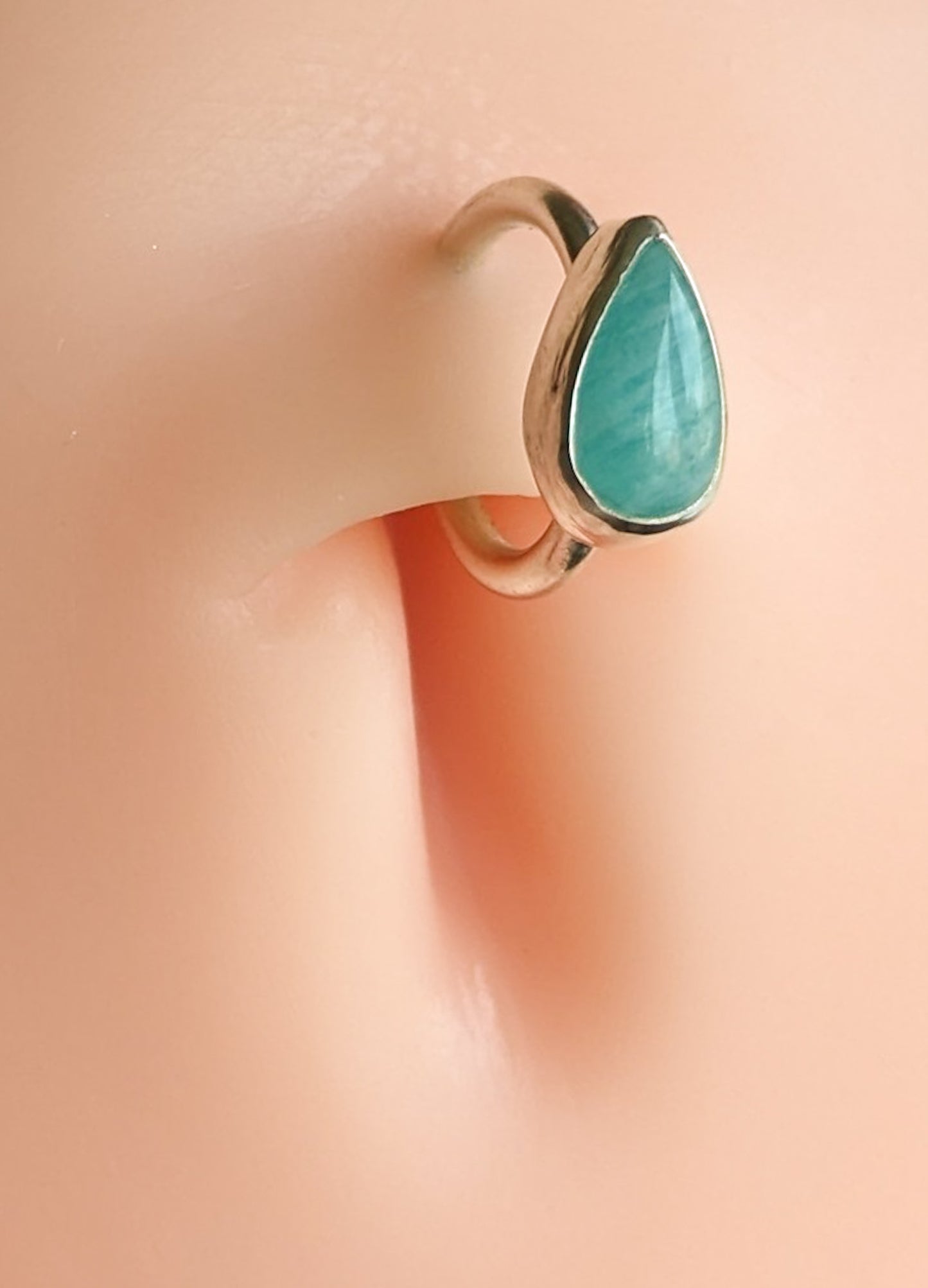 Teardrop Amazonite Sterling Silver Belly Ring