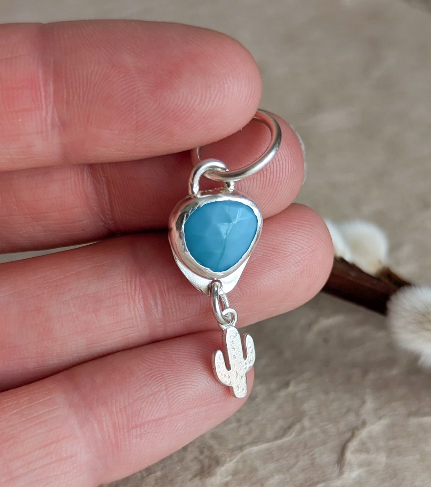 Turquoise Cactus Sterling Silver Belly Ring