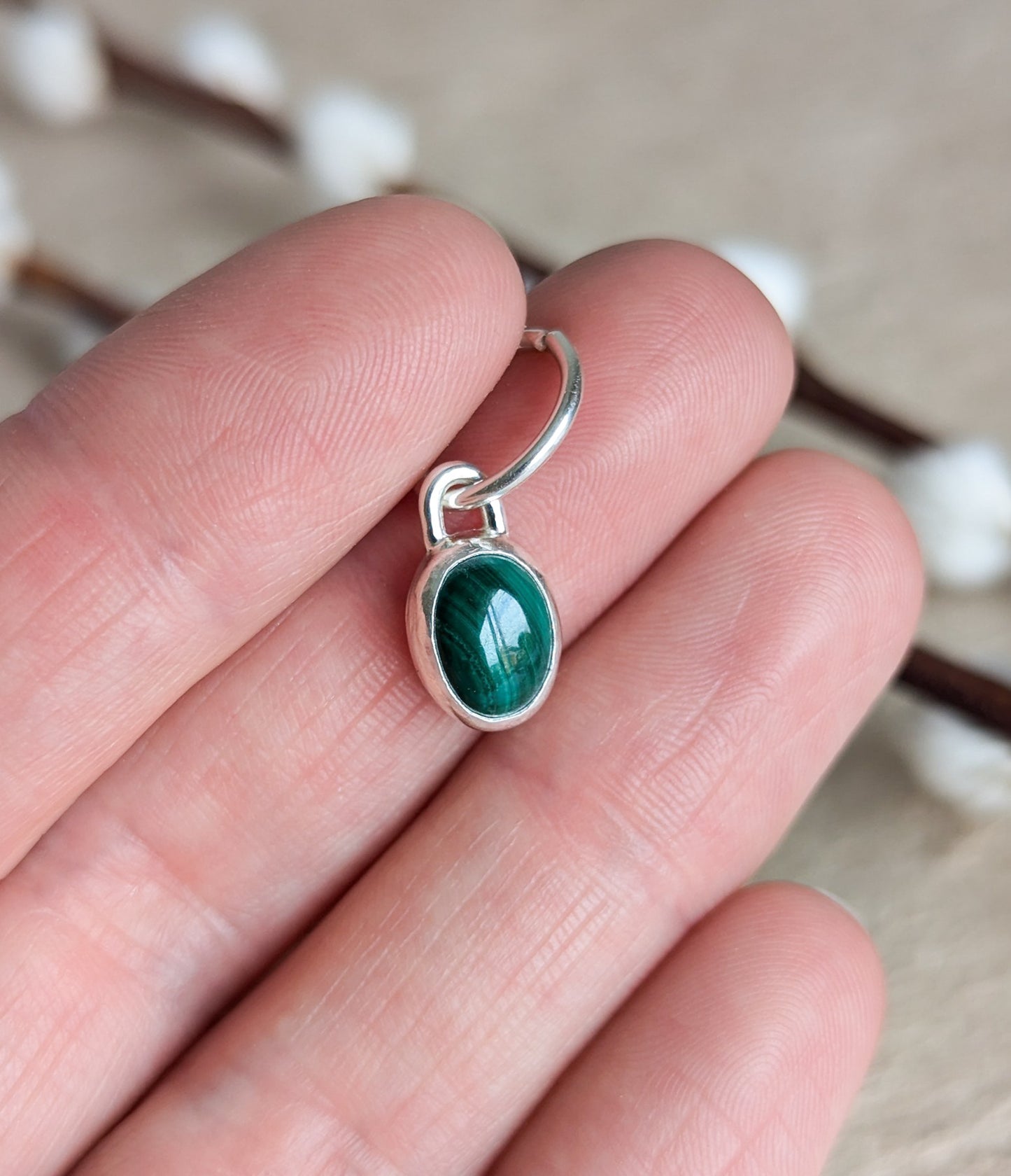 Green Malachite Sterling Silver Belly Ring