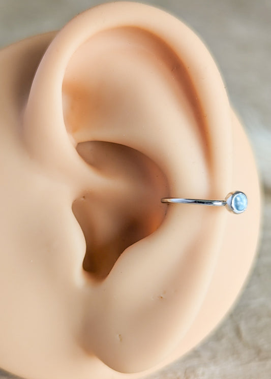 Sky Blue Topaz Sterling Silver Cartilage Earring