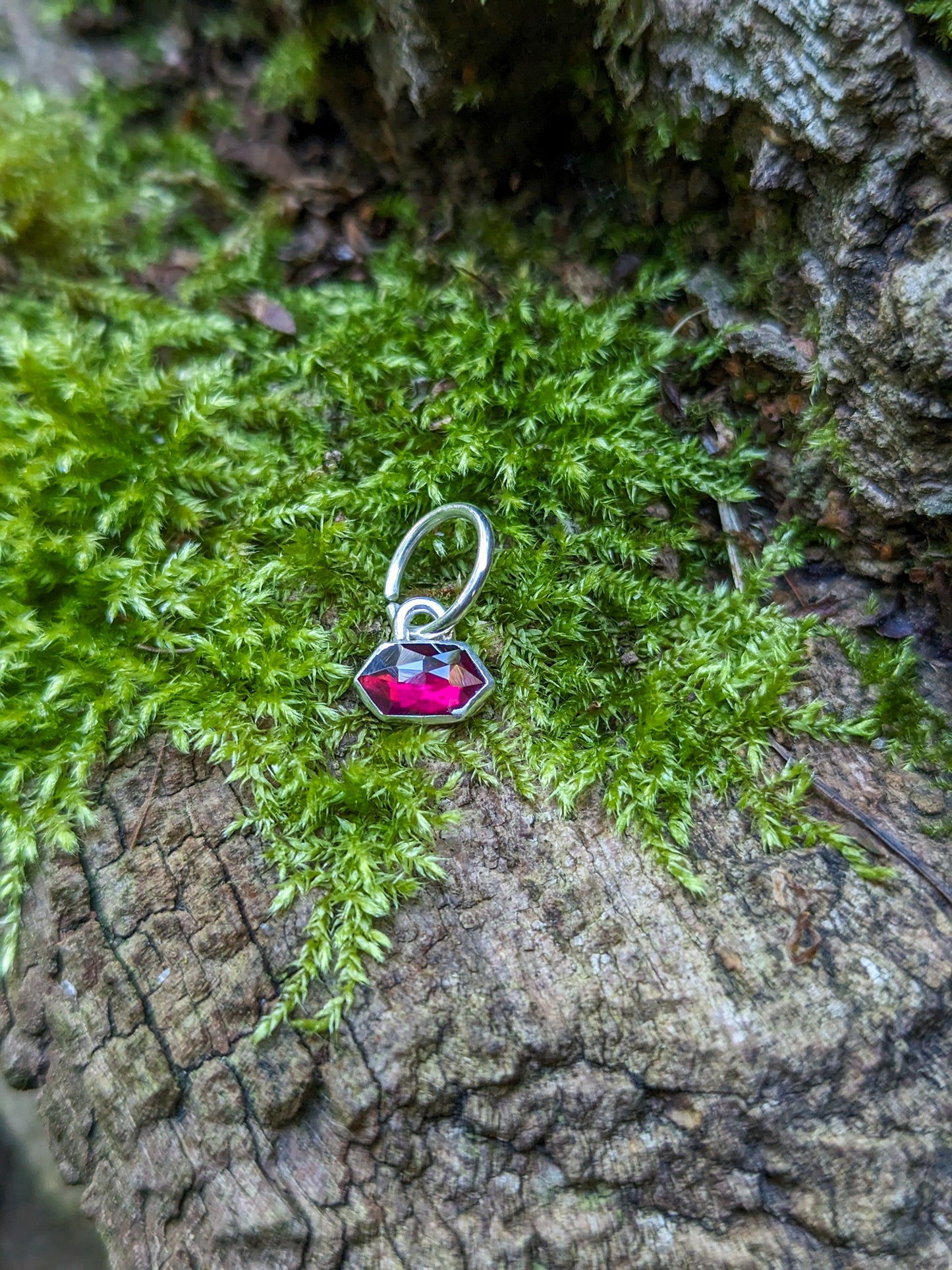 Geometric Hessonite Garnet Sterling Silver Belly Ring