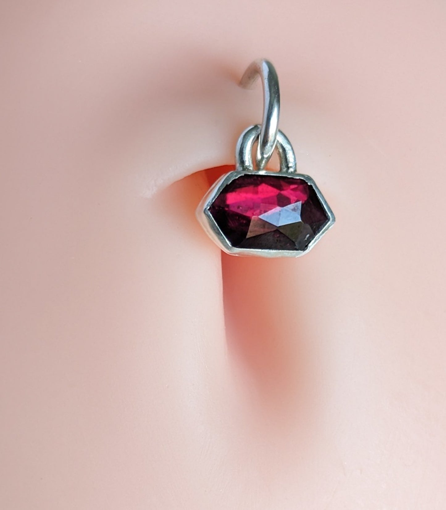 Geometric Hessonite Garnet Sterling Silver Belly Ring