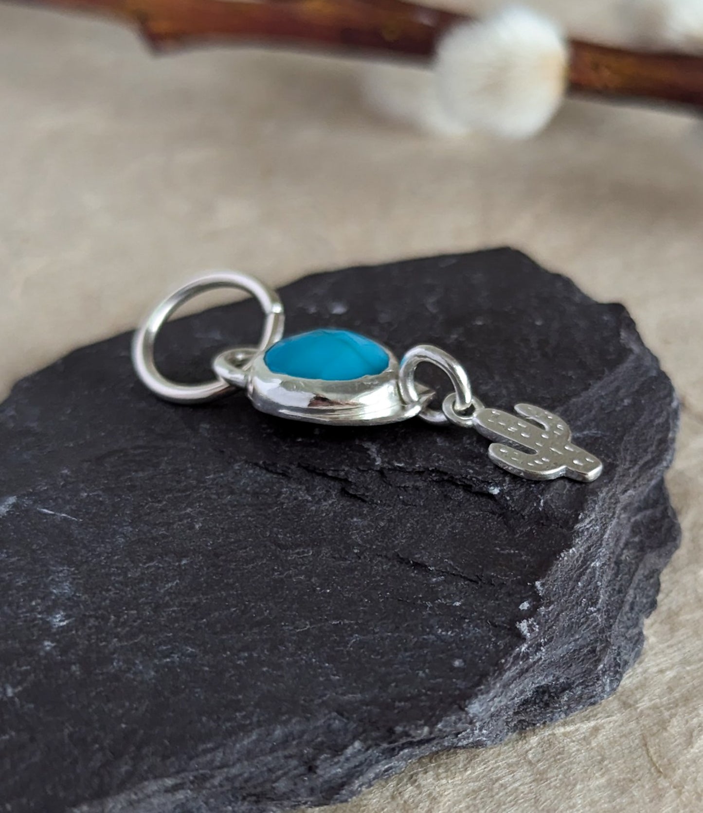 Turquoise Cactus Sterling Silver Belly Ring