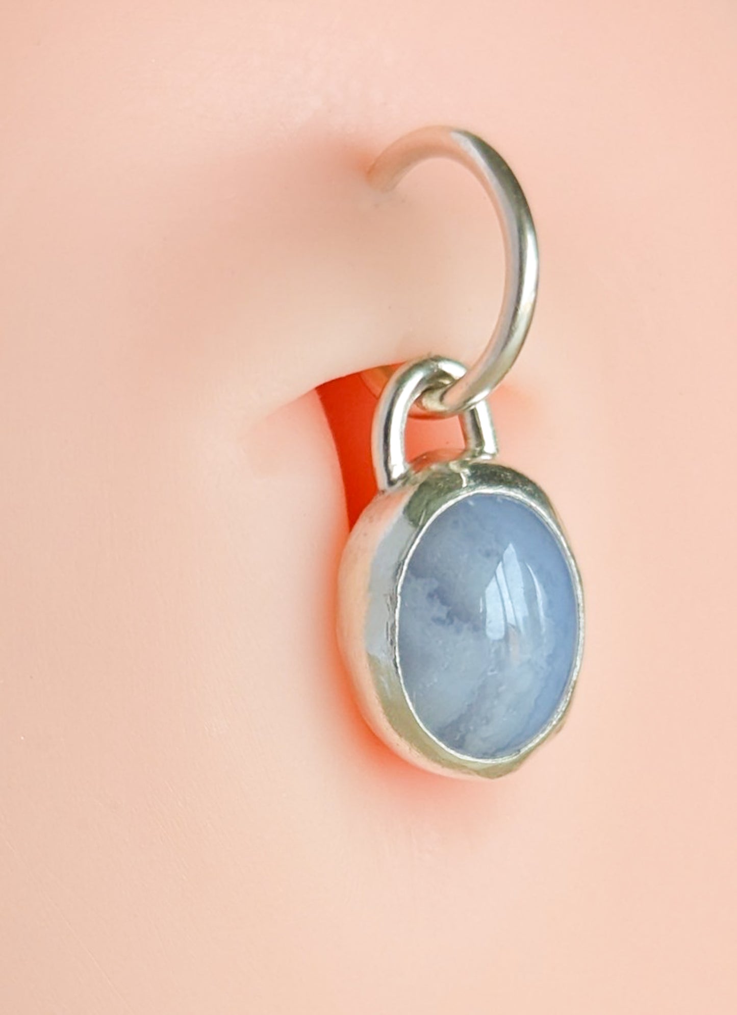 Blue Lace Agate Sterling Silver Belly Ring